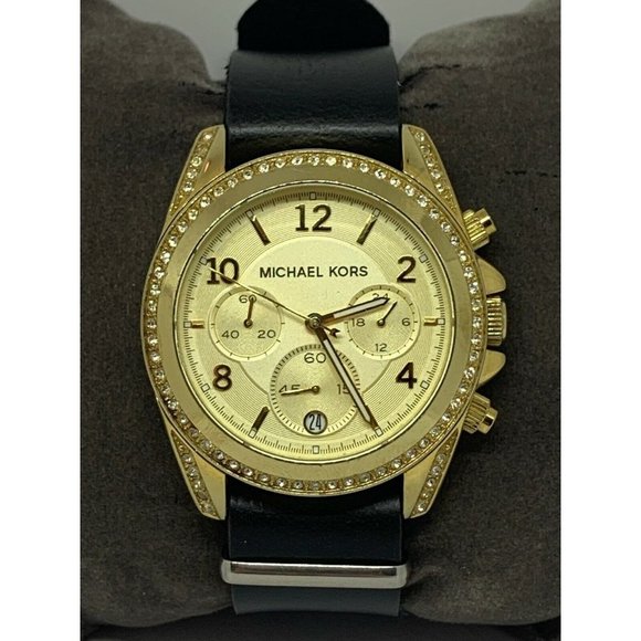 Michael Kors MK5166 Unisex Black Leather Analog Di main image 10
